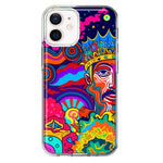 Apple iPhone 12 Neon Rainbow Psychedelic Indie Hippie Indie King Hybrid Protective Phone Case Cover
