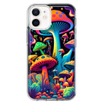 Apple iPhone 12 Mini Neon Rainbow Psychedelic Indie Hippie Mushrooms Hybrid Protective Phone Case Cover