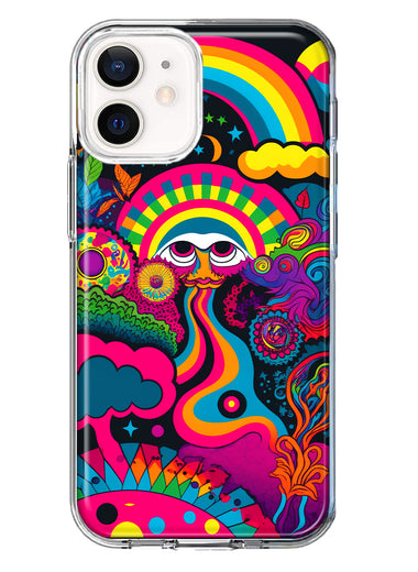 Apple iPhone 12 Mini Psychedelic Trippy Hippie Night Walk Hybrid Protective Phone Case Cover
