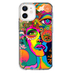 Apple iPhone 12 Neon Rainbow Psychedelic Hippie One Eye Pop Art Hybrid Protective Phone Case Cover