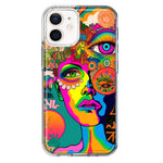 Apple iPhone 12 Mini Neon Rainbow Psychedelic Hippie One Eye Pop Art Hybrid Protective Phone Case Cover
