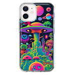 Apple iPhone 12 Mini Neon Rainbow Psychedelic UFO Alien Planet Hybrid Protective Phone Case Cover
