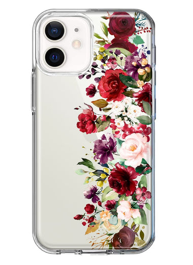 Apple iPhone 11 Red Summer Watercolor Floral Bouquets Ruby Flowers Hybrid Protective Phone Case Cover