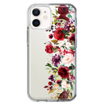 Apple iPhone 12 Mini Red Summer Watercolor Floral Bouquets Ruby Flowers Hybrid Protective Phone Case Cover
