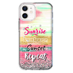 Apple iPhone 12 Summer Brush Strokes Sunrise Sunburn Sunset Repeat Hybrid Protective Phone Case Cover