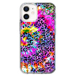 Apple iPhone 11 Vibrant Pink Purple Tie Dye Summer Leopard Swirl Rainbow Hybrid Protective Phone Case Cover