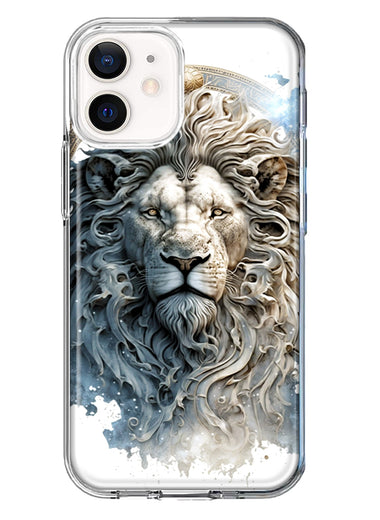 Apple iPhone 12 Abstract Lion Sculpture Hybrid Protective Phone Case Cover