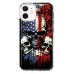 Apple iPhone 12 American USA Flag Skulls Blue Red Double Layer Phone Case Cover