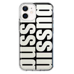 Apple iPhone 12 Black Clear Funny Text Quote Bussin Hybrid Protective Phone Case Cover