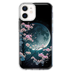 Apple iPhone 12 Kawaii Manga Pink Cherry Blossom Full Moon Hybrid Protective Phone Case Cover