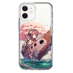 Apple iPhone 12 Kawaii Manga Pink Cherry Blossom Japanese Girl Boat Hybrid Protective Phone Case Cover