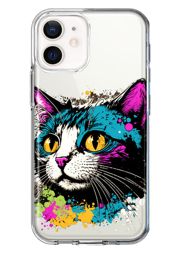 Apple iPhone 12 Mini Cool Cat Oil Paint Pop Art Hybrid Protective Phone Case Cover