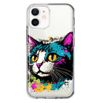 Apple iPhone 12 Mini Cool Cat Oil Paint Pop Art Hybrid Protective Phone Case Cover