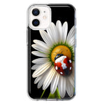 Apple iPhone 12 Cute White Daisy Red Ladybug Double Layer Phone Case Cover