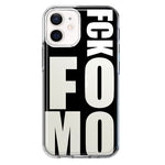 Apple iPhone 12 Black Clear Funny Text Quote Fckfomo Hybrid Protective Phone Case Cover