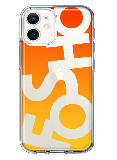 Apple iPhone 12 Orange Yellow Clear Funny Text Quote Fosho Hybrid Protective Phone Case Cover