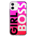 Apple iPhone 12 Pink Clear Funny Text Quote Girl Boss Hybrid Protective Phone Case Cover