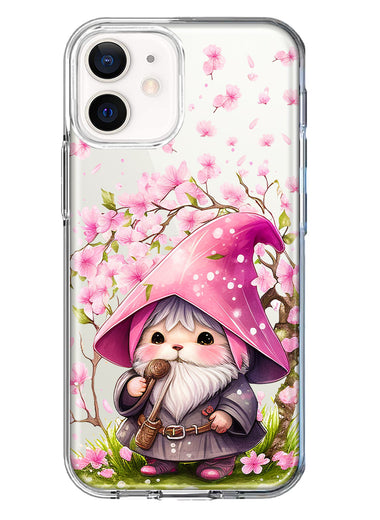 Apple iPhone 11 Cute Pink Cherry Blossom Gnome Spring Floral Flowers Double Layer Phone Case Cover