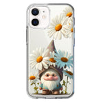 Apple iPhone 12 Cute Gnome White Daisy Flowers Floral Hybrid Protective Phone Case Cover