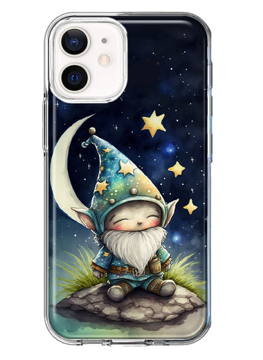 Apple iPhone 12 Mini Stars Moon Starry Night Space Gnome Hybrid Protective Phone Case Cover