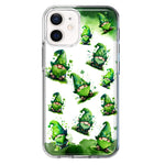 Apple iPhone 12 Gnomes Shamrock Lucky Green Clover St. Patrick Hybrid Protective Phone Case Cover