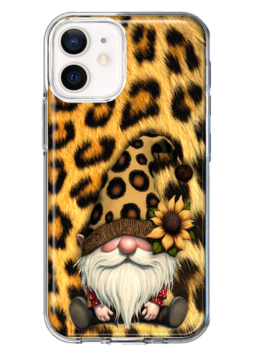 Apple iPhone 12 Gnome Sunflower Leopard Hybrid Protective Phone Case Cover