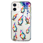 Apple iPhone 12 Neon Water Painting Colorful Splash Gnomes Hybrid Protective Phone Case Cover