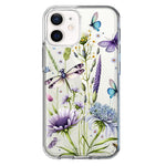 Apple iPhone 12 Lavender Dragonfly Butterflies Spring Flowers Hybrid Protective Phone Case Cover