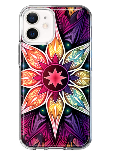 Apple iPhone 12 Mini Mandala Geometry Abstract Star Pattern Hybrid Protective Phone Case Cover