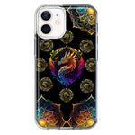 Apple iPhone 12 Mini Mandala Geometry Abstract Dragon Pattern Hybrid Protective Phone Case Cover