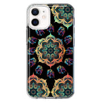 Apple iPhone 12 Mini Mandala Geometry Abstract Elephant Pattern Hybrid Protective Phone Case Cover