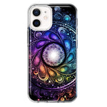 Apple iPhone 12 Mandala Geometry Abstract Galaxy Pattern Hybrid Protective Phone Case Cover