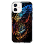 Apple iPhone 12 Mandala Geometry Abstract Butterfly Pattern Hybrid Protective Phone Case Cover