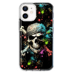 Apple iPhone 12 Mini Fantasy Paint Splash Pirate Skull Hybrid Protective Phone Case Cover