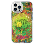 Apple iPhone 12 Pro Love Softball Girls Glove Green Tie Dye Swirl Paint Hybrid Protective Phone Case Cover