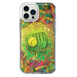 Apple iPhone 11 Pro Max Love Softball Girls Glove Green Tie Dye Swirl Paint Hybrid Protective Phone Case Cover