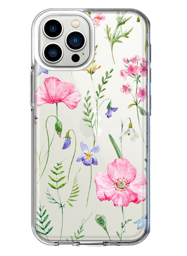 Apple iPhone 12 Pro Spring Pastel Wild Flowers Summer Classy Elegant Beautiful Hybrid Protective Phone Case Cover