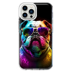 Apple iPhone 11 Pro Neon Rainbow Glow Bulldog Hybrid Protective Phone Case Cover