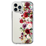 Apple iPhone 12 Pro Red Summer Watercolor Floral Bouquets Ruby Flowers Hybrid Protective Phone Case Cover