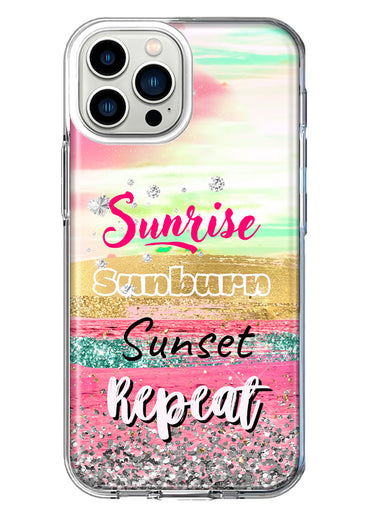 Apple iPhone 12 Pro Summer Brush Strokes Sunrise Sunburn Sunset Repeat Hybrid Protective Phone Case Cover