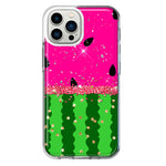 Apple iPhone 12 Pro Max Summer Watermelon Sugar Vacation Tropical Fruit Pink Green Hybrid Protective Phone Case Cover