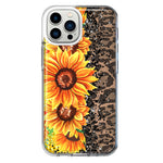 Apple iPhone 12 Pro Max Yellow Summer Sunflowers Brown Leopard Honeycomb Hybrid Protective Phone Case Cover