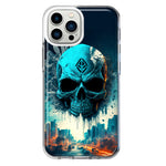 Apple iPhone 12 Pro Blue Apocalypse Cyberpunk Skull Feather Double Layer Phone Case Cover