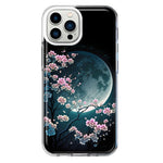 Apple iPhone 12 Pro Kawaii Manga Pink Cherry Blossom Full Moon Hybrid Protective Phone Case Cover