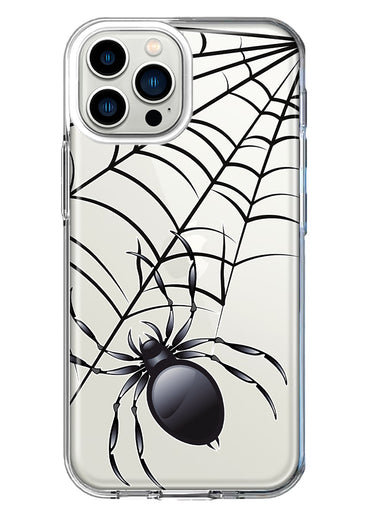 Apple iPhone 12 Pro Max Creepy Black Spider Web Halloween Horror Spooky Hybrid Protective Phone Case Cover