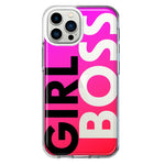 Apple iPhone 11 Pro Max Pink Clear Funny Text Quote Girl Boss Hybrid Protective Phone Case Cover