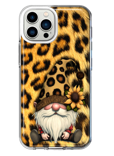 Apple iPhone 12 Pro Max Gnome Sunflower Leopard Hybrid Protective Phone Case Cover