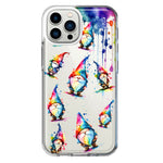 Apple iPhone 12 Pro Neon Water Painting Colorful Splash Gnomes Hybrid Protective Phone Case Cover