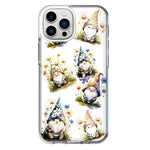 Apple iPhone 12 Pro Max Cute White Blue Daisies Gnomes Hybrid Protective Phone Case Cover