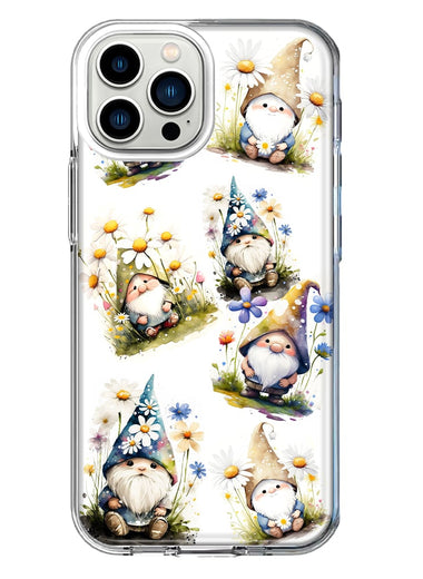 Apple iPhone 11 Pro Cute White Blue Daisies Gnomes Hybrid Protective Phone Case Cover